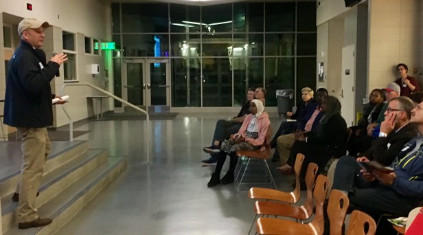 Local Services Director John Taylor at the Skyway-West Hill Sub Area Plan meeting in 2018.