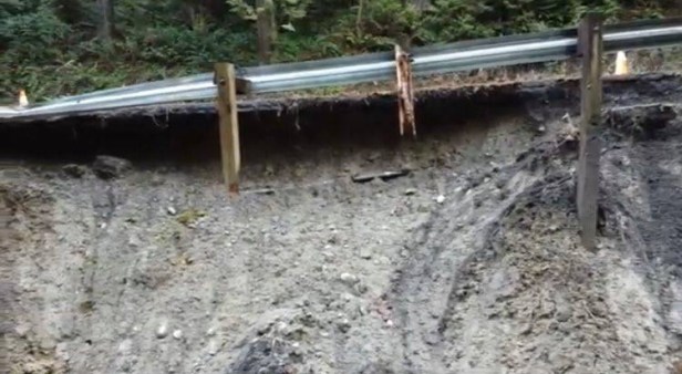 Triggered by heavy rain and saturated soil, the ground under NE Ames Lake Road gave way, forcing its closure. Crews were able to remove enough debris from a nearby creek to put it back on course, which allowed them to make emergency repairs and reopen the road.