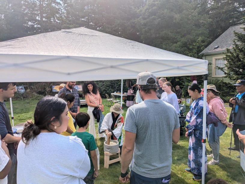 People watching demonstration at Japanese festival