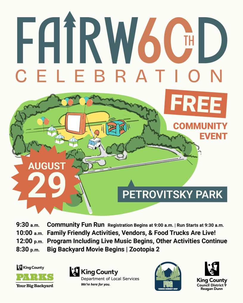 An illustration listing the details of Fairwood's 60 anniversary on August 29, 2026